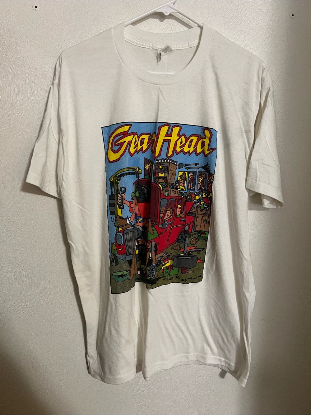 TNT Vintage 80s Auto Shop Humor John Holladay Graphic‎ T Shirt White Men's Sz XL